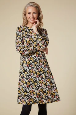 Ditsy Print Soft Touch Swing Dress
