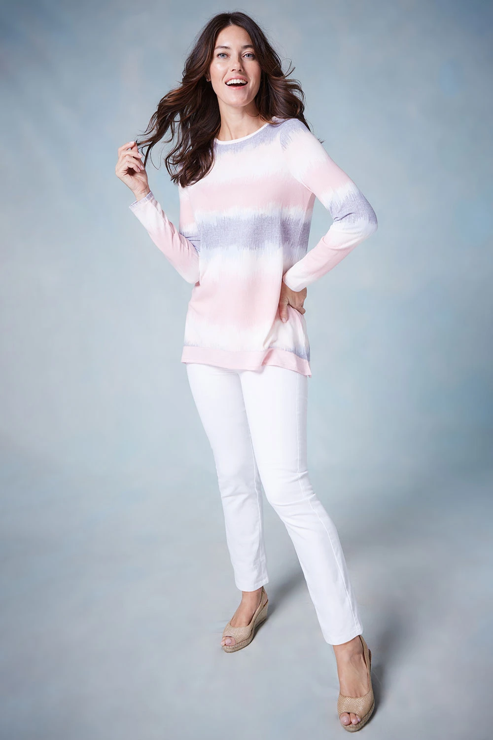 Long Sleeve Striped Soft Touch Tunic - Image 4