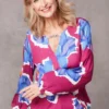 Long Sleeve Abstract Flower Wrap Top