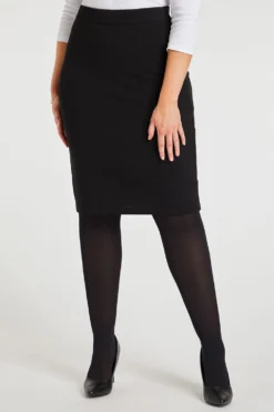 Plain Textured Jersey Pencil Skirt