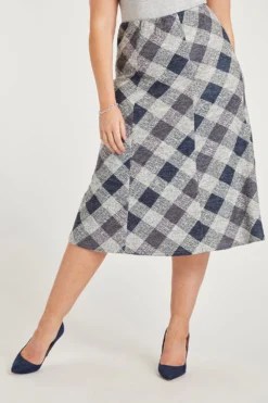Check Soft Touch Panelled Skirt