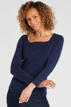 Long Sleeve Square Neck Plain T-Shirt