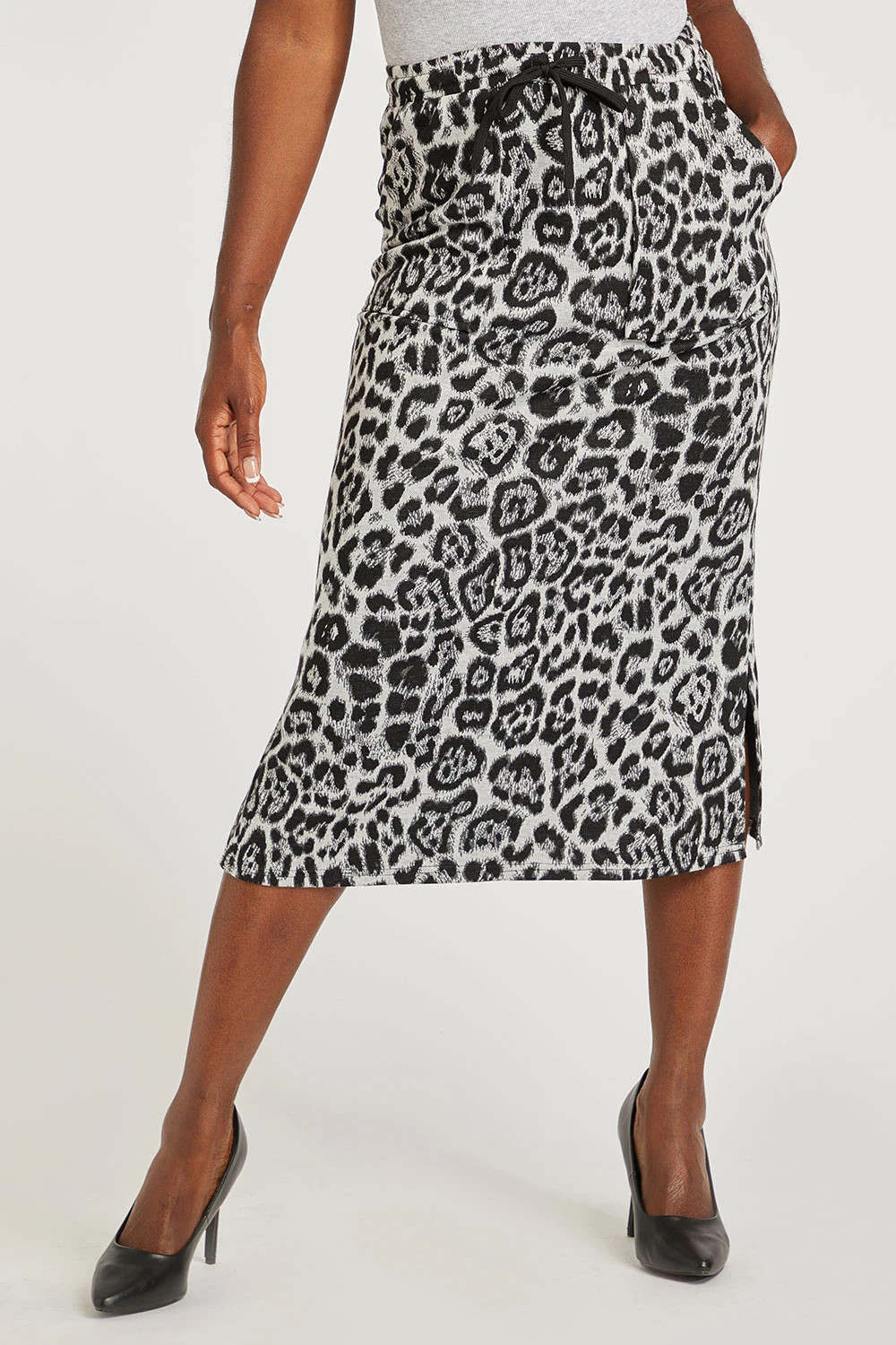 Animal Print Jacquard Straight Skirt