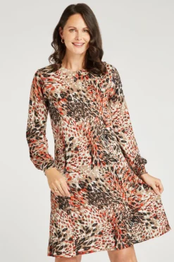 Rust Animal Print Soft Touch Dress