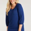 3/4 Sleeve Textured Plain Top