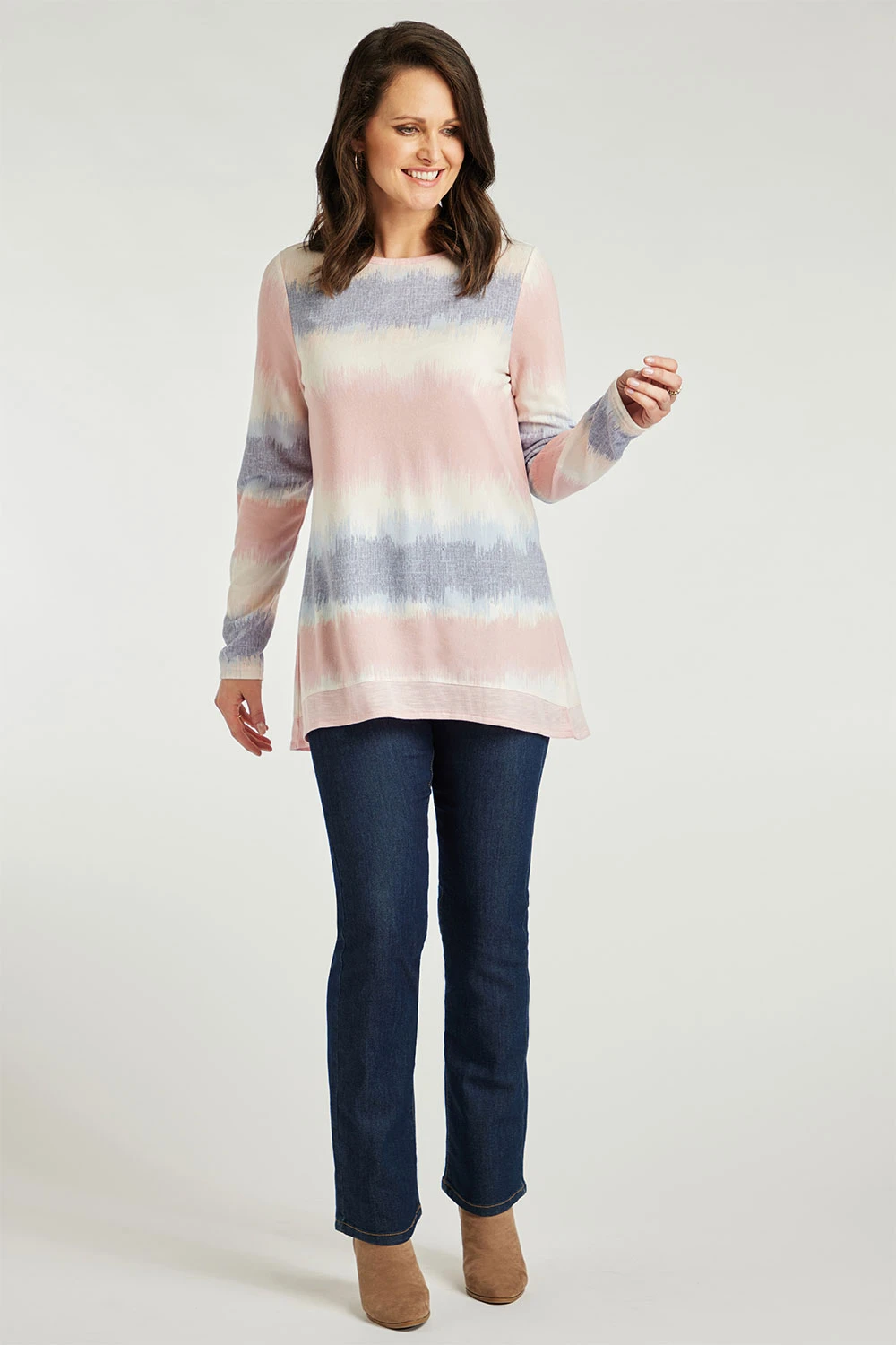 Long Sleeve Striped Soft Touch Tunic - Image 9
