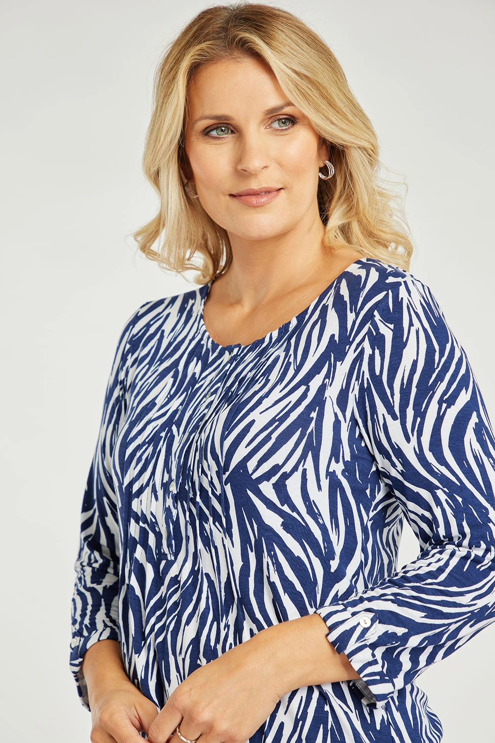 3/4 Sleeve Abstract Zebra Print Blouse - Image 7