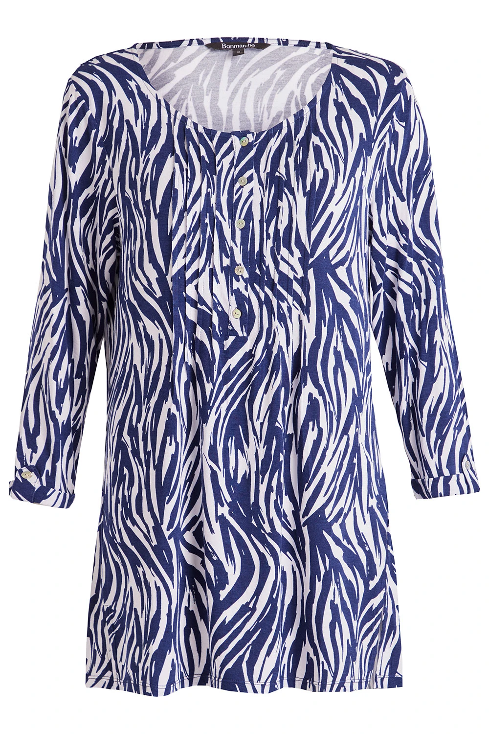 3/4 Sleeve Abstract Zebra Print Blouse - Image 2
