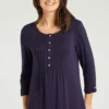 3/4 Sleeve Pintuck Plain Blouse