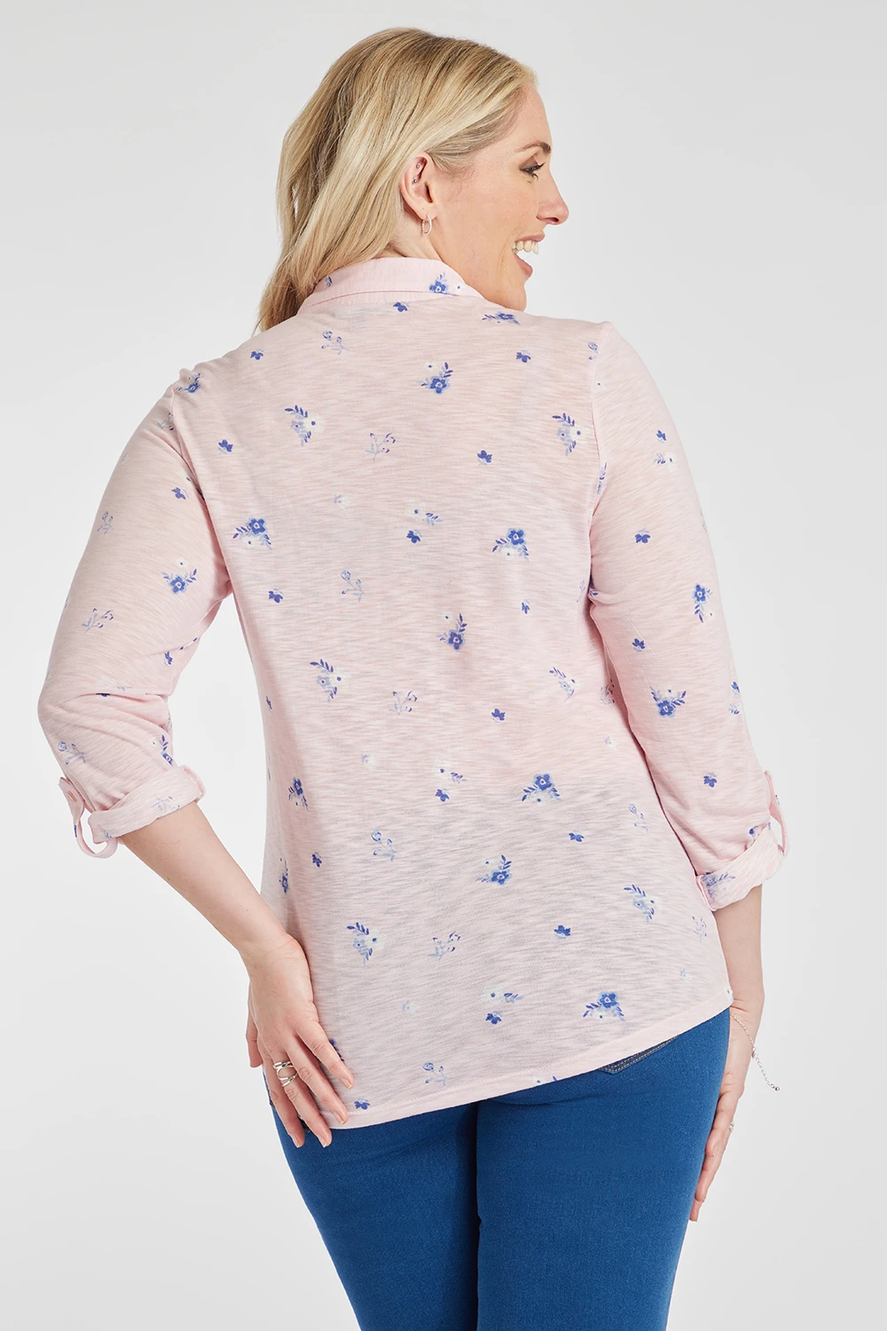 Long Sleeve Spaced Ditsy Print Shirt - Image 4