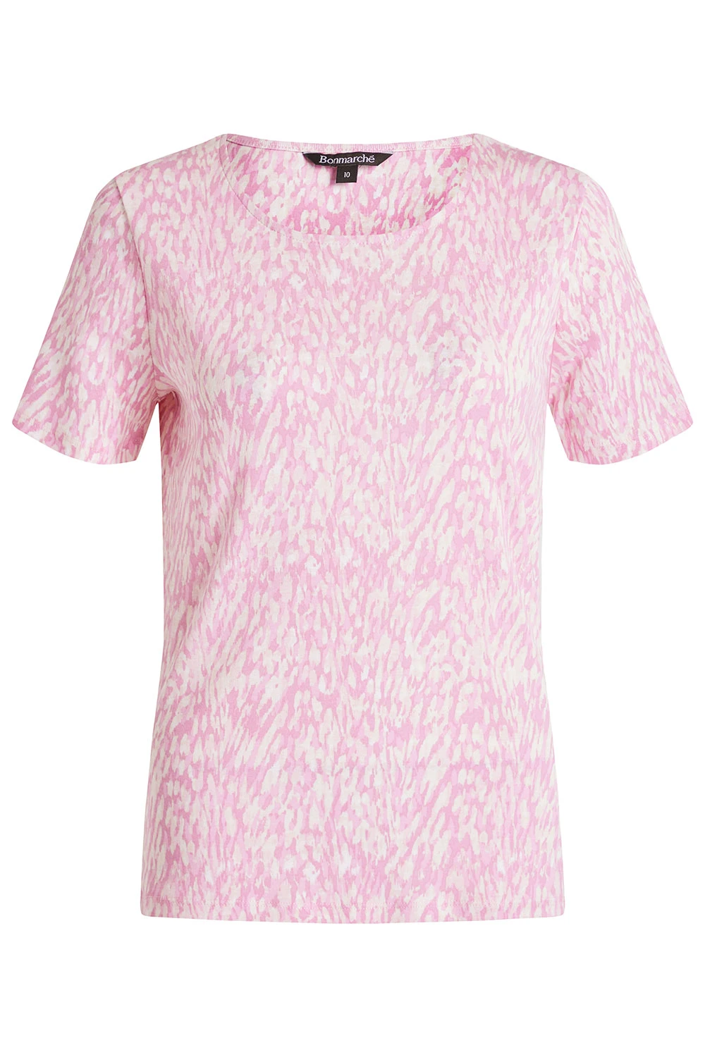 Short Sleeve Tie Dye Animal Print Scoop Neck Top - Image 2