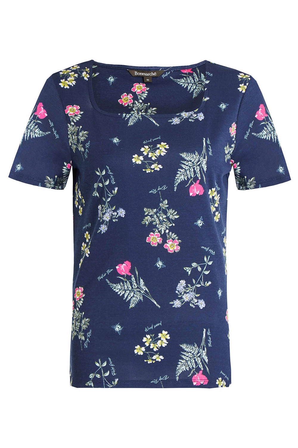 Short Sleeve Flower Print Square Neck Top - Image 2