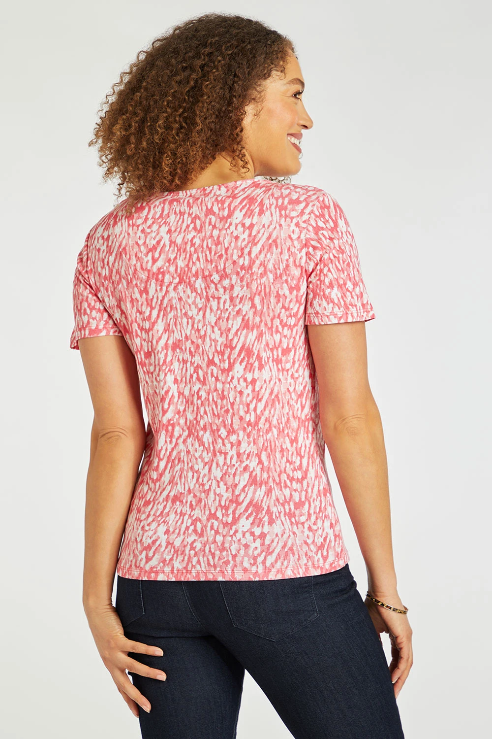 Short Sleeve Tie Dye Animal Print Square Neck Top - Image 4