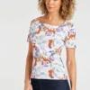 Short Sleeve Floral And Leopard Design Top