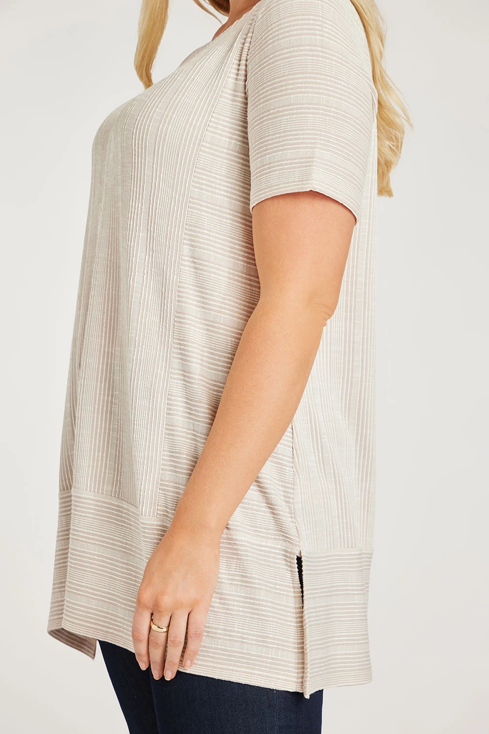 Short Sleeve Stripe Soft Touch Tunic - Image 7