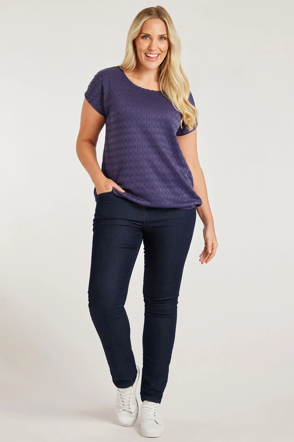 Short Sleeve Jersey Broderie Bubble Hem Top - Image 5