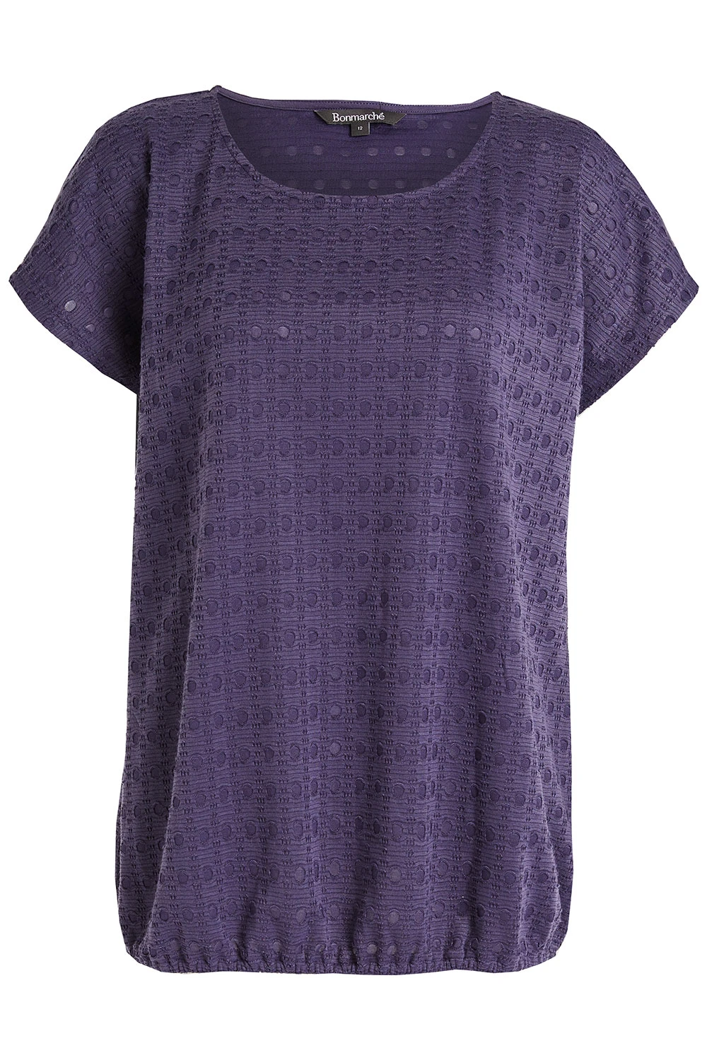 Short Sleeve Jersey Broderie Bubble Hem Top - Image 2