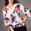 3/4 Sleeve Large Watercolour Floral Blouse
