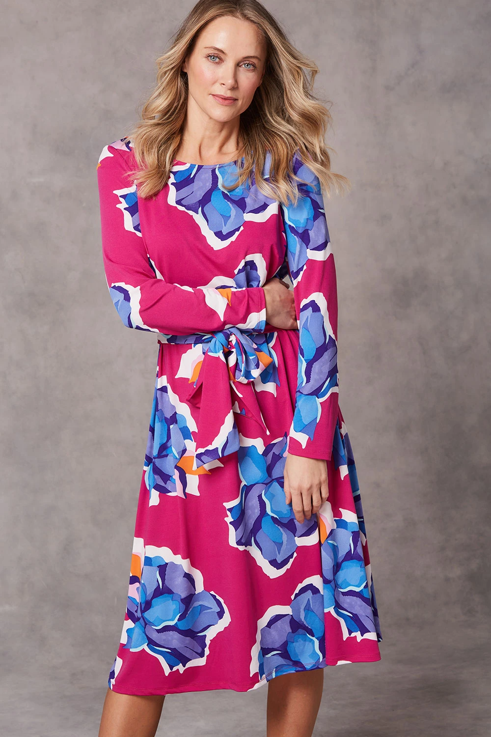 Large Floral Print Belted Dress - Image 5