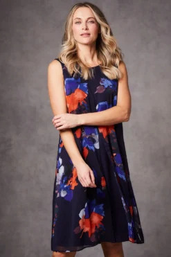 Sleeveless Split Layer Floral Dress