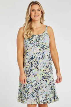 Multi Animal Print Frill Hem Dress