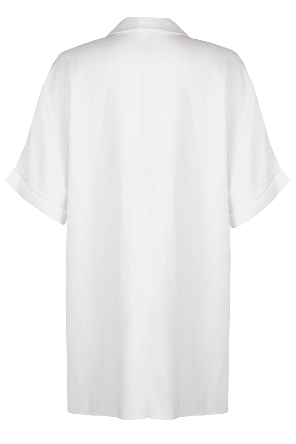 Short Sleeve Notch Neck Collared Plain Linen Tunic - Image 3