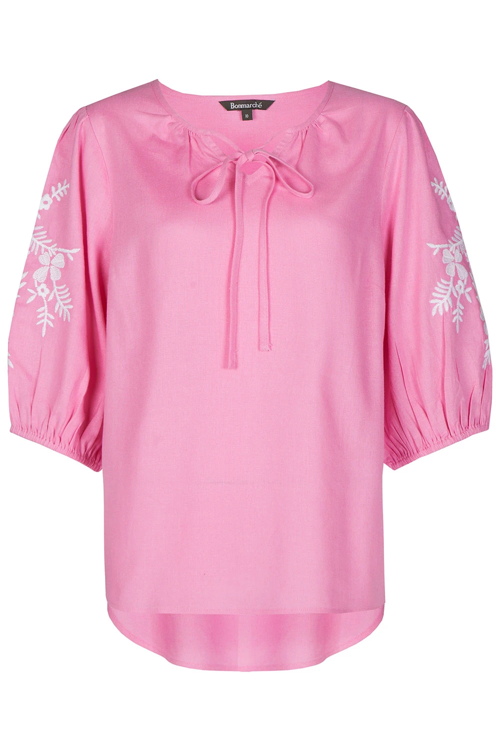 Short Sleeve Embroidered Linen Top - Image 2