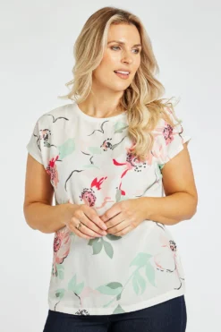Short Sleeve Woven Floral Top