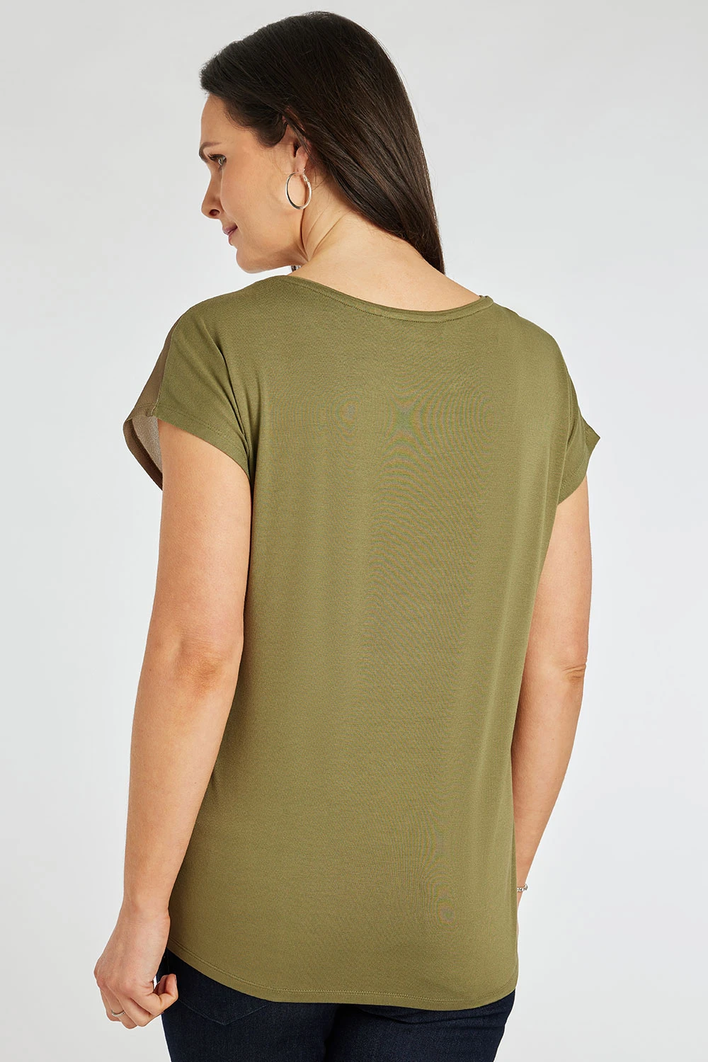 Short Sleeve Floral Placement Woven Front Top - Image 4