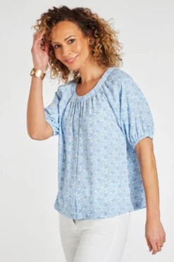 Short Frill Sleeve Button Through Daisy Blouse