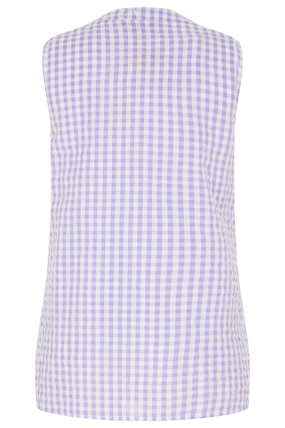 Sleeveless Gingham Button Through Shirt - Image 3