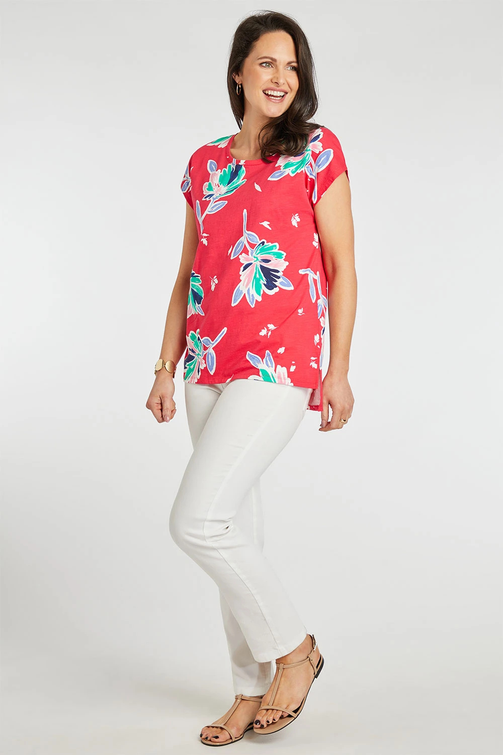 Short Sleeve Large Spaced Floral Print T-Shirt - Image 7