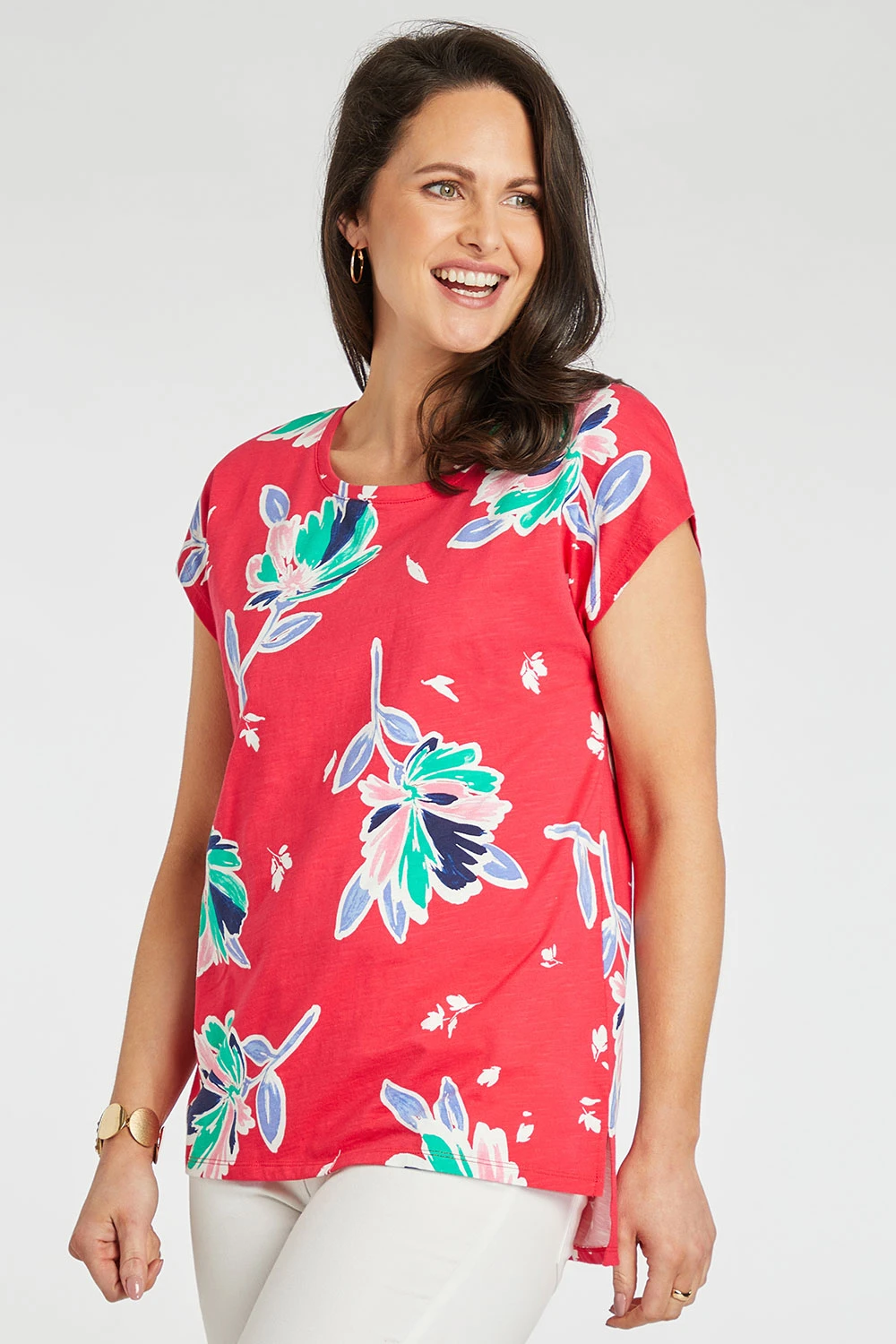 Short Sleeve Large Spaced Floral Print T-Shirt - Image 5