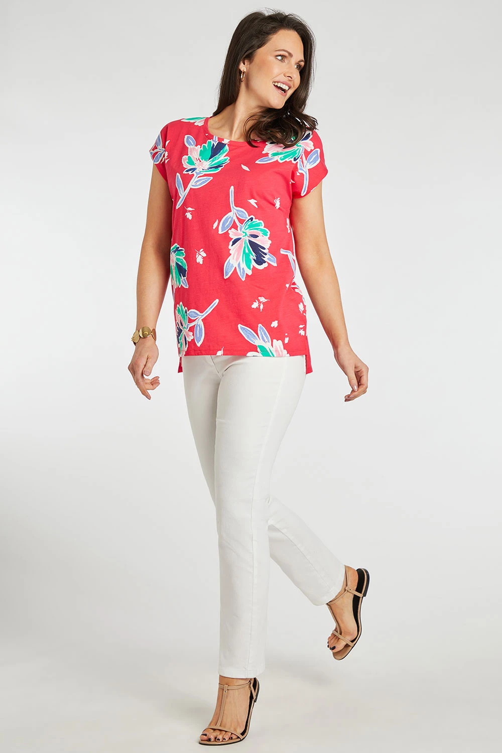 Short Sleeve Large Spaced Floral Print T-Shirt - Image 9