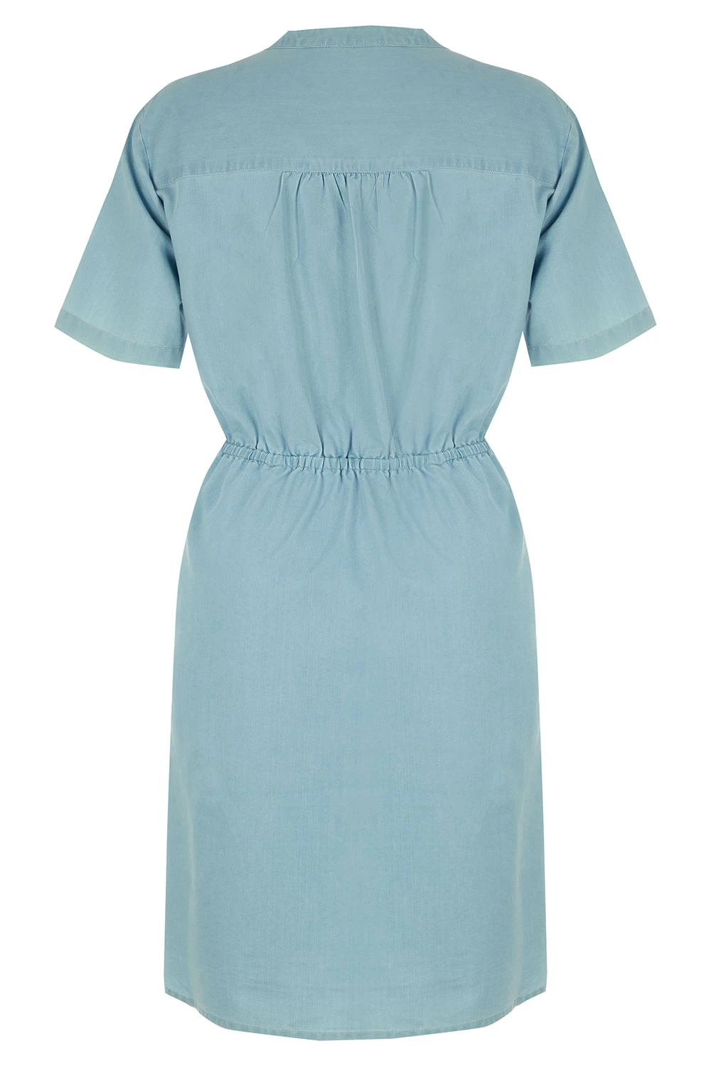 Short Sleeve Chambray Dress With Zip Detail - Image 3