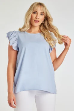 Autonomy - Plain Broderie Detail T-Shirt