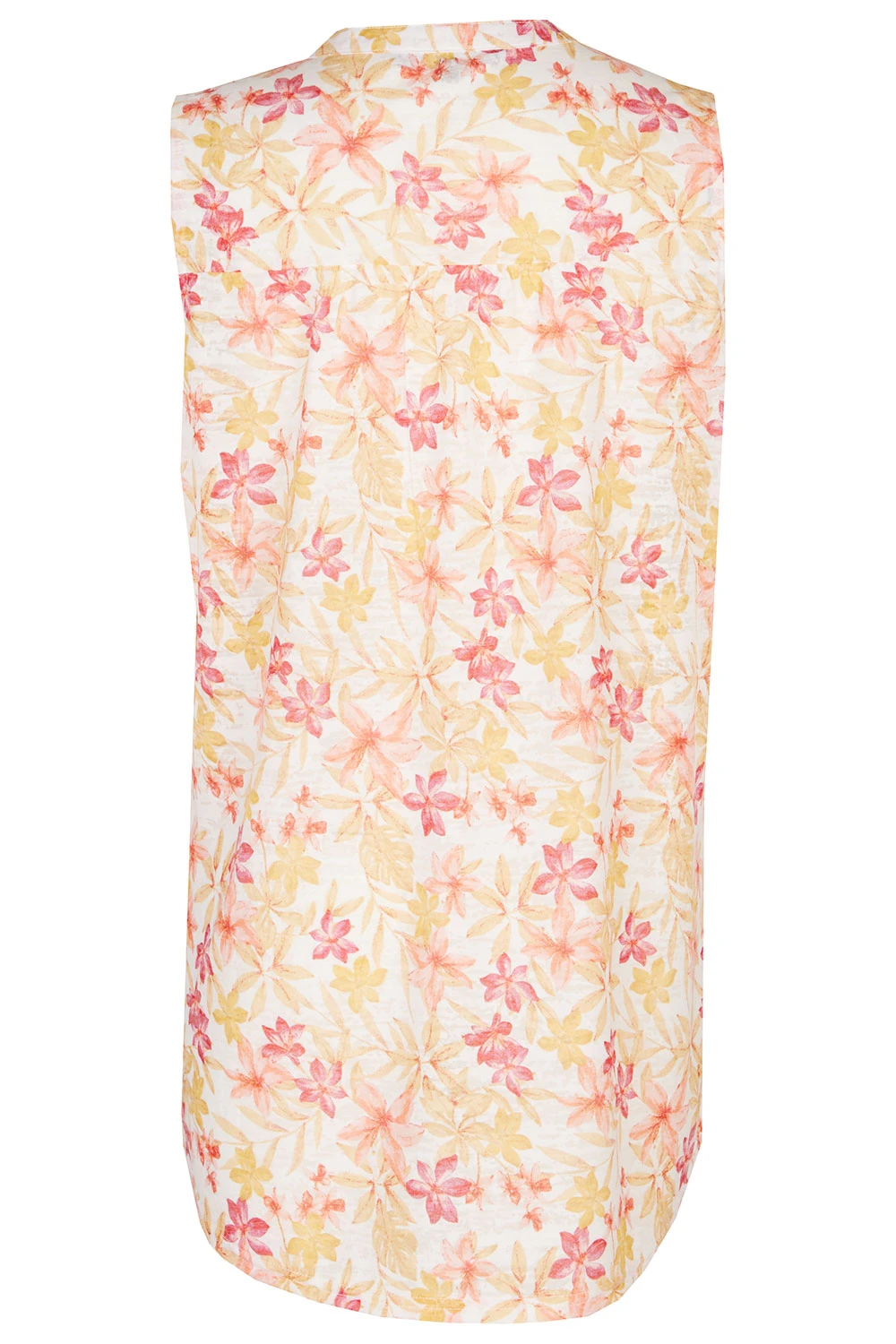 Sleeveless Tropical Ditsy Print Burnout Button Through Shirt - Image 3