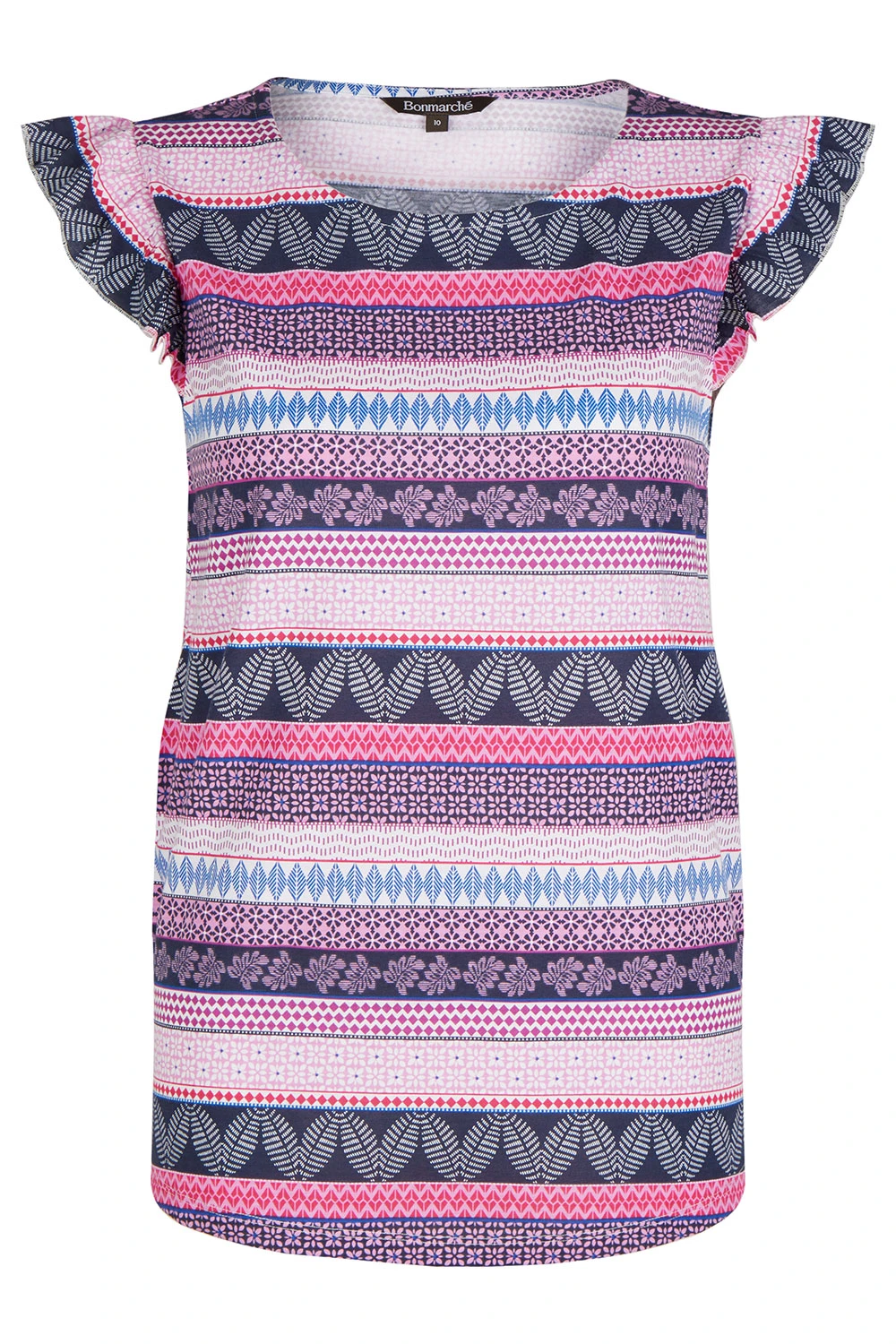 Sleeveless Striped Vest With Frill Detail - Image 2