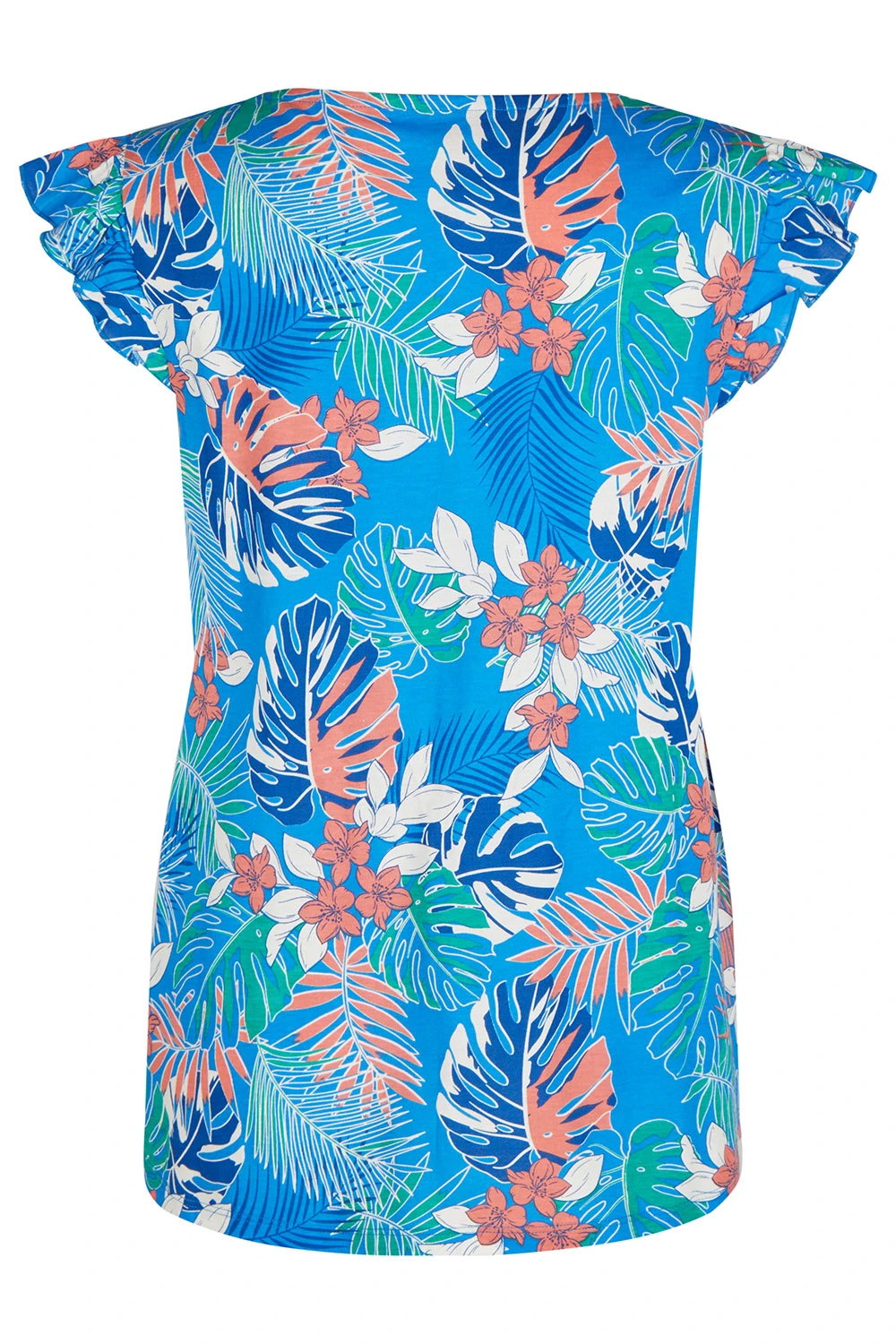 Sleeveless Tropical Print Vest With Frill Detail - Image 3