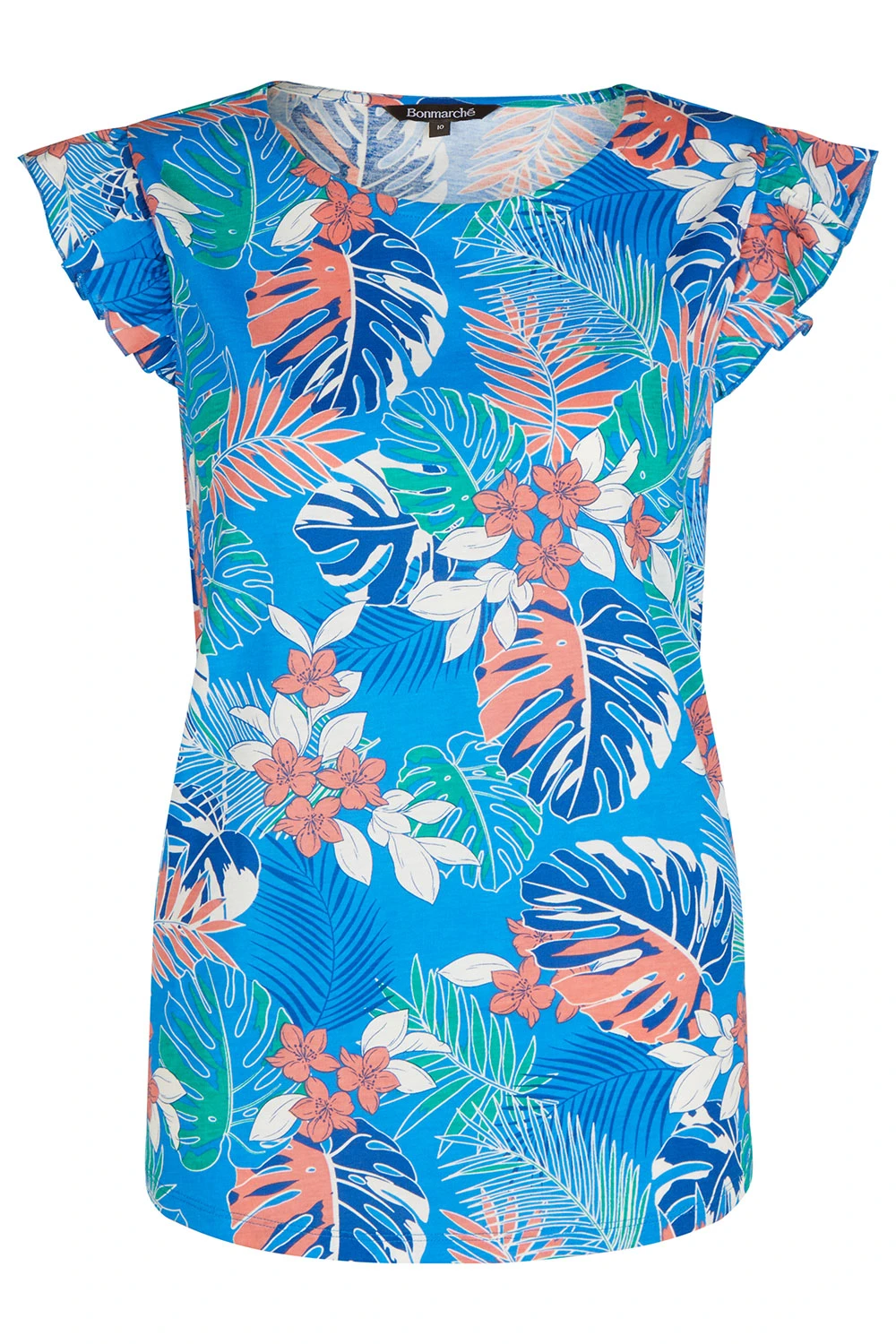 Sleeveless Tropical Print Vest With Frill Detail - Image 2