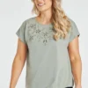 Short Sleeve Embroidered Bubble Hem Floral T-Shirt