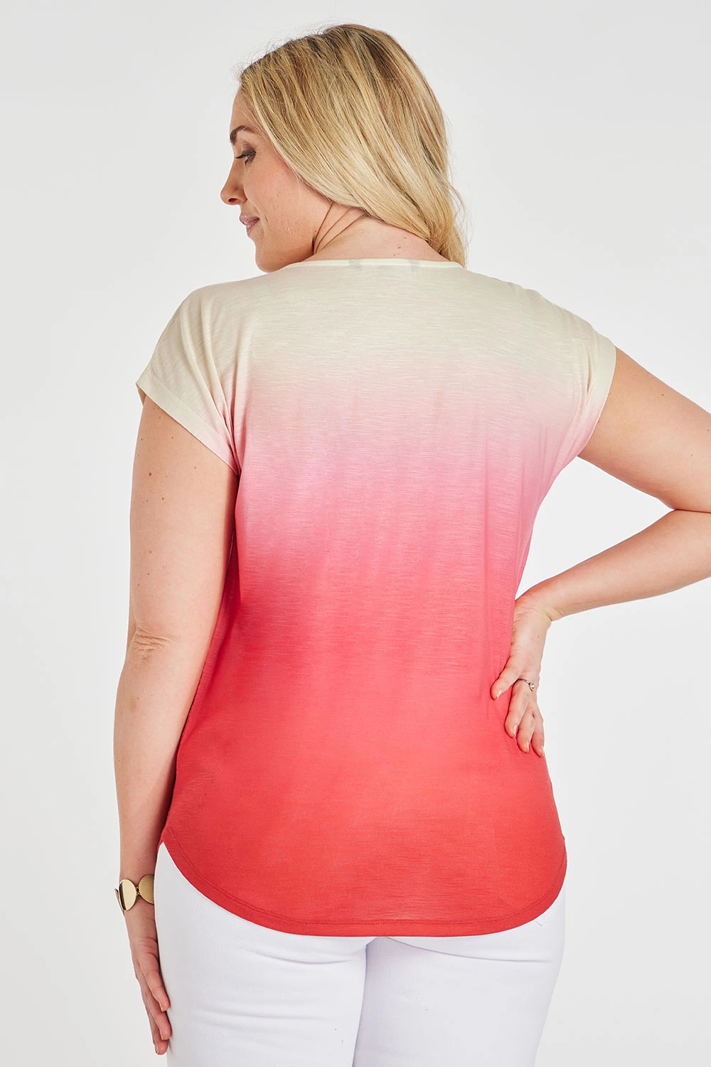 Short Sleeve Ombre Design T-Shirt With Hotfix Detail - Image 4