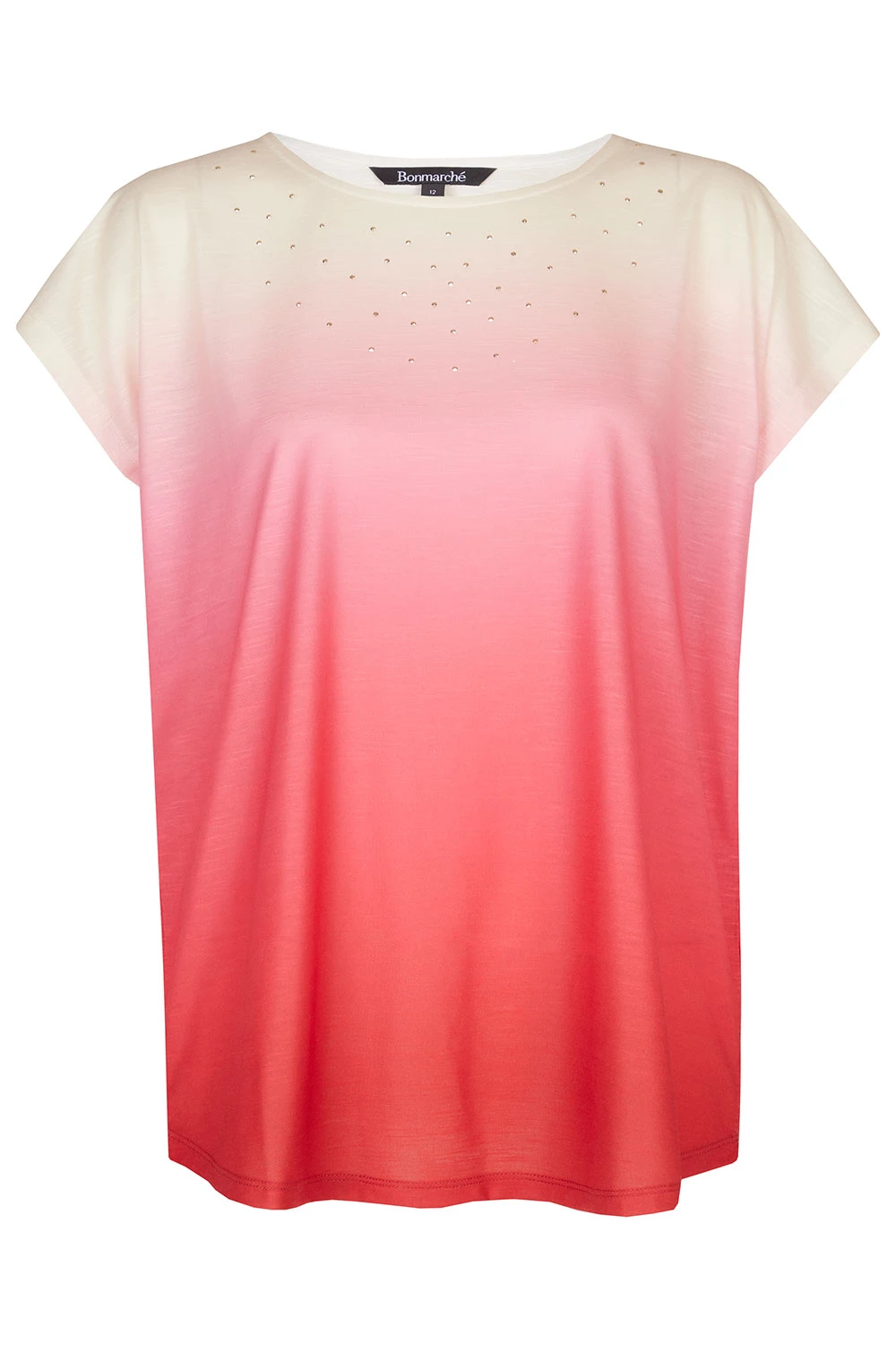 Short Sleeve Ombre Design T-Shirt With Hotfix Detail - Image 2