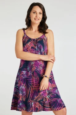 Palm Print Frill Hem Sundress