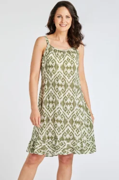 Aztec Print Frill Hem Dress