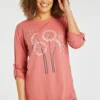 3/4 Sleeve Dandelion Print Top