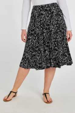 Dotty Leaf Jersey Flippy Skirt