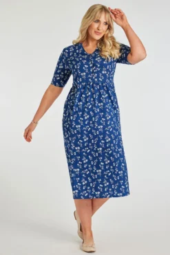 Sprig Print Cotton Jersey Dress