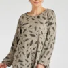 Long Sleeve Leaf Print Soft Touch Tunic