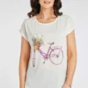 Short Sleeve Flower Bike Print T-Shirt
